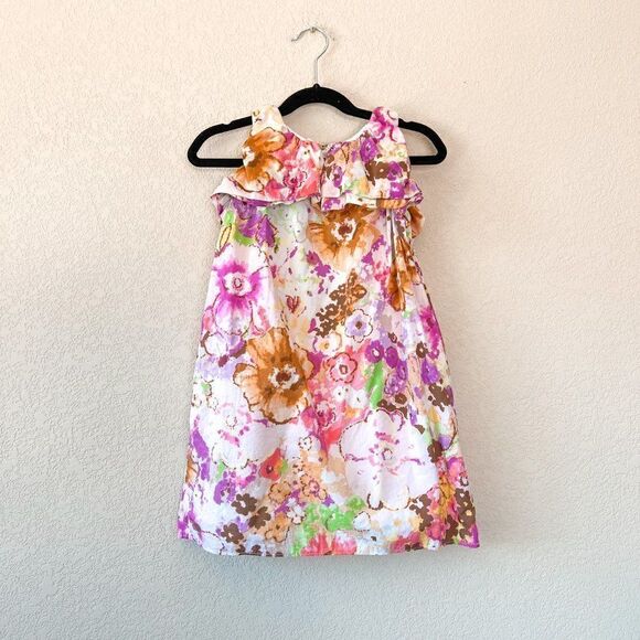 Crewcuts Watercolor Floral Ruffle Dress, Size 5 - Picture 3 of 5